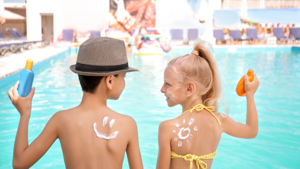 Sunscreen in pools, & how to clean.