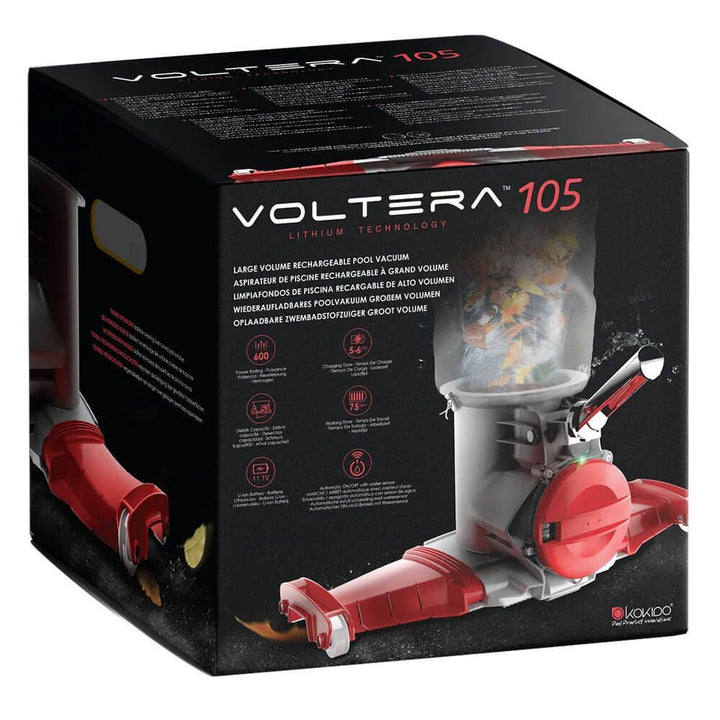 Voltera 105 Extra-Wide Heavy-Duty Rechargeable Pool and Spa Cordless Vacuum Cleaner - Dual Stage Filtration